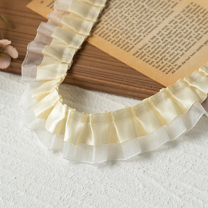 2meters High Quality 2024 Pleated Lace Ribbon Trimming For Party Dress Decorative Clothing Diy Crafts Supplies Needlework Fab