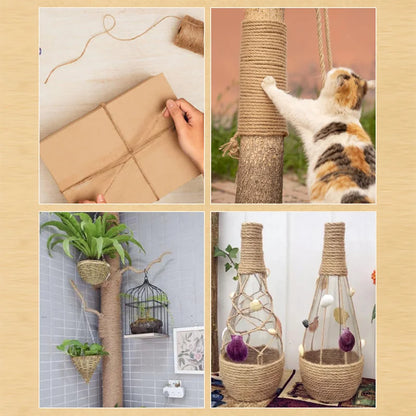 Natural Vintage Jute Rope Twine Roll Sewing Christmas Crafts Jute Cord Thread Wedding Handmade DIY Party Ribbon Bows Decorati