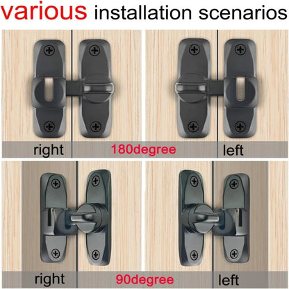 90/180 Degree Flip Door Lock Home Security Sliding Door Latch Small Gate Latches Hardware Anti-theft Lock Zinc Alloy Door Bol