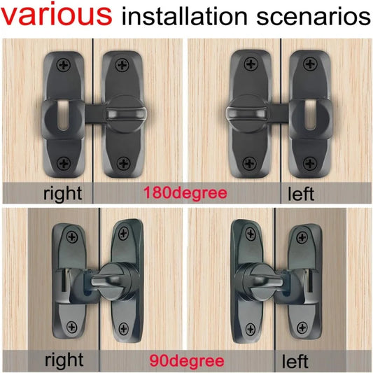90/180 Degree Flip Door Lock Home Security Sliding Door Latch Small Gate Latches Hardware Anti-theft Lock Zinc Alloy Door Bol