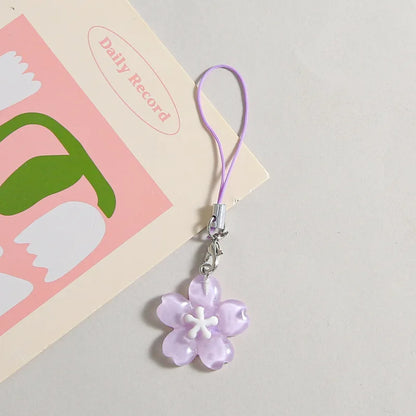 Colorful Resin Flower Phone Chains for Women Korean Style Fresh Cute Transparent Bag Key Pendant Best Friend Compact Accessor