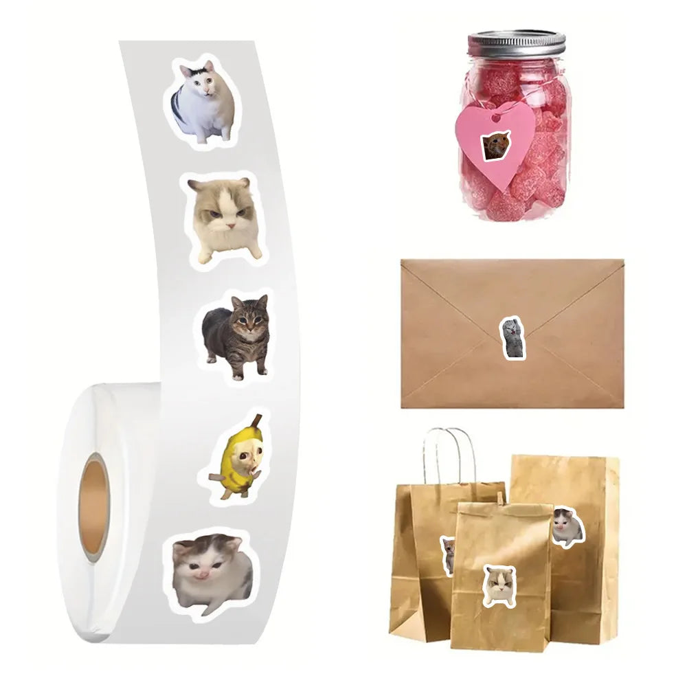 500pcs/roll Cartoon Meme Cat Stickers For School Reward Stickers Classroom Decoration Encouragement Sticker For Student Teach