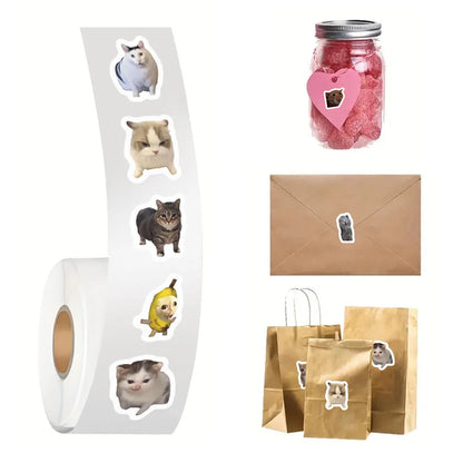 500pcs/roll Cartoon Meme Cat Stickers For School Reward Stickers Classroom Decoration Encouragement Sticker For Student Teach