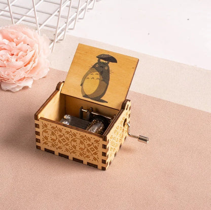 2025 HOT NEW GOOD toy Wooden painted music box, Totoro music gift, ornament, light luxury wooden hand cranked music box