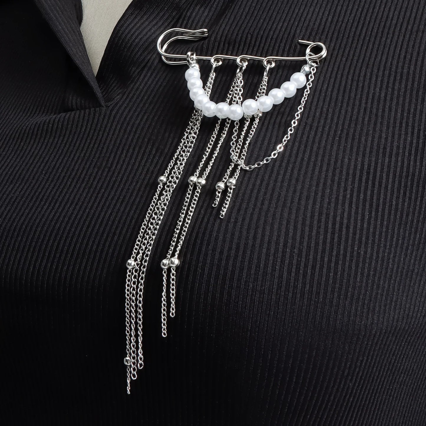 Accessory Personalized Suit Anti-Flash Bead Necklace Pin Hanging Ornament Ins Waterproof Crystal Tassel Chain Brooch - ZW2651