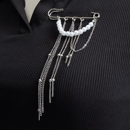 Accessory Personalized Suit Anti-Flash Bead Necklace Pin Hanging Ornament Ins Waterproof Crystal Tassel Chain Brooch - ZW2651