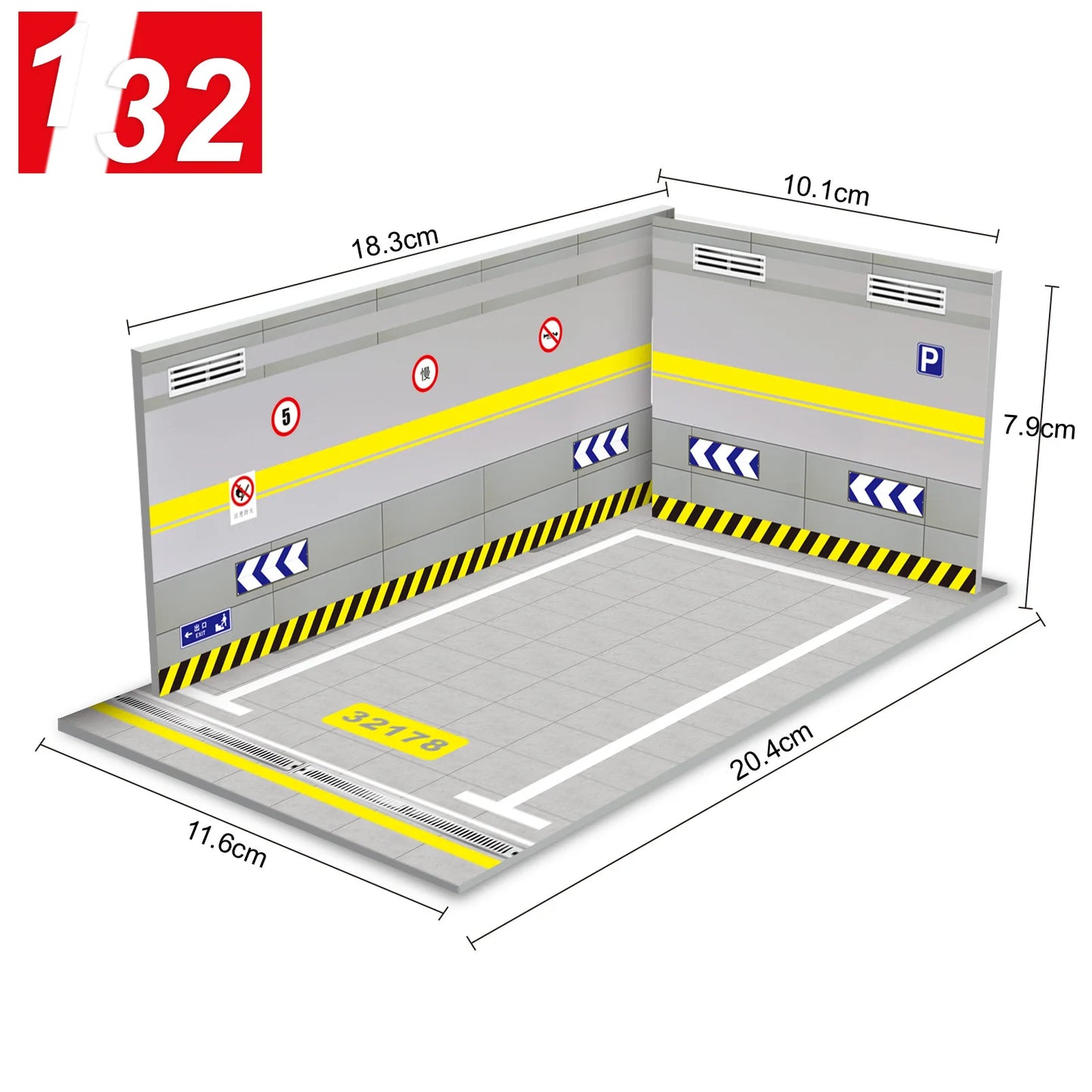 Diorama 1 32 Model Parking Space Diecast Car Miniature Cars Alloy Model PVC Board Scene Garage Background Wall DIY Ornament -