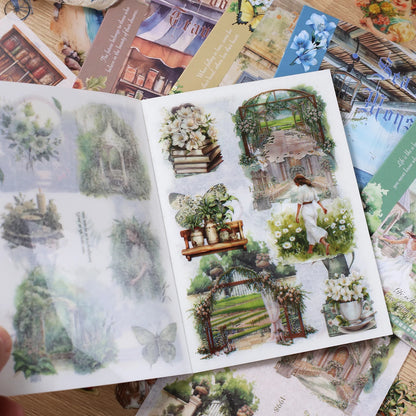 Journamm 10sheets Vintage PET Stickers Washi Paper Stickers DIY Scrapbooking Collage Decor Junk Journal Aesthetics Sticker