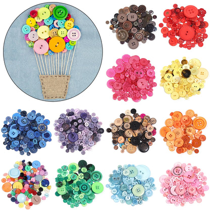 90Pcs/pack Colorful Round Resin Buttons Assorted Sizes Bulk Buttons For Handmade Creative Crafts Sewing Clothing Accessories 