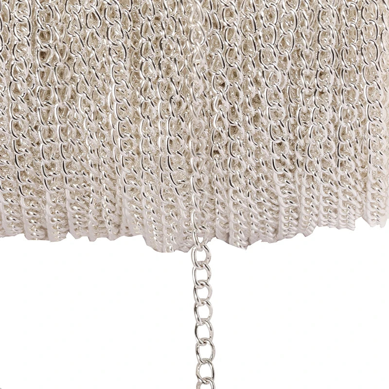 2 Meter Flat 2.5/3.5/4.5mm Extension Thin Chain Metal Chain DIY Necklace Body Chain Jewelry Making Chain Accessories - Silver