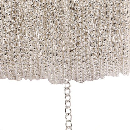 2 Meter Flat 2.5/3.5/4.5mm Extension Thin Chain Metal Chain DIY Necklace Body Chain Jewelry Making Chain Accessories - Silver