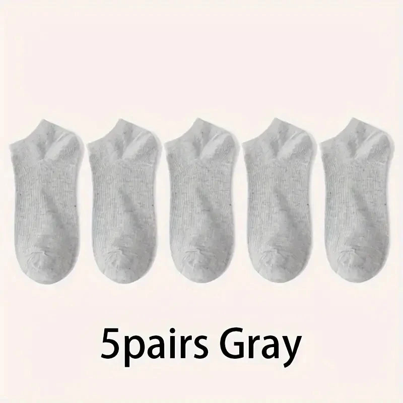5/10-Pack Unisex Comfort-Fit Ankle Socks For All, Breathable & Lightweight - Ideal For Sports & Daily Wear - 5pairs Grey