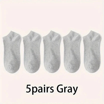 5/10-Pack Unisex Comfort-Fit Ankle Socks For All, Breathable & Lightweight - Ideal For Sports & Daily Wear - 5pairs Grey