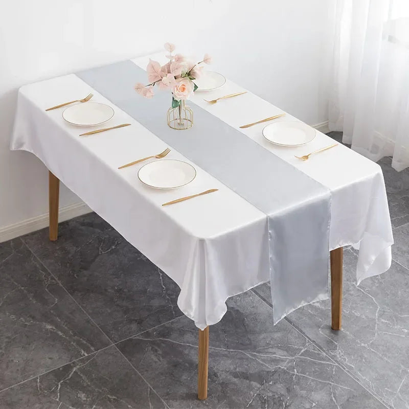 Satin Table Runner Wedding Decoration For Modern Birthday Party Hotel Show Banquet Luxury Design Nice Pattern Wholesale - Sil