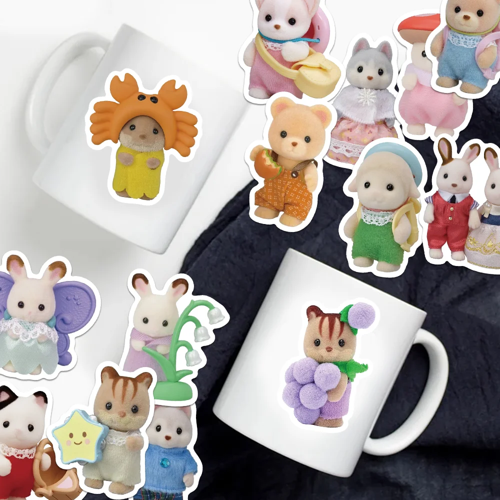 55pcs Calico Critters Stickers Laptop Scrapbook Decoration Graffiti Decals Skateboard Laptop Waterproof Sticker
