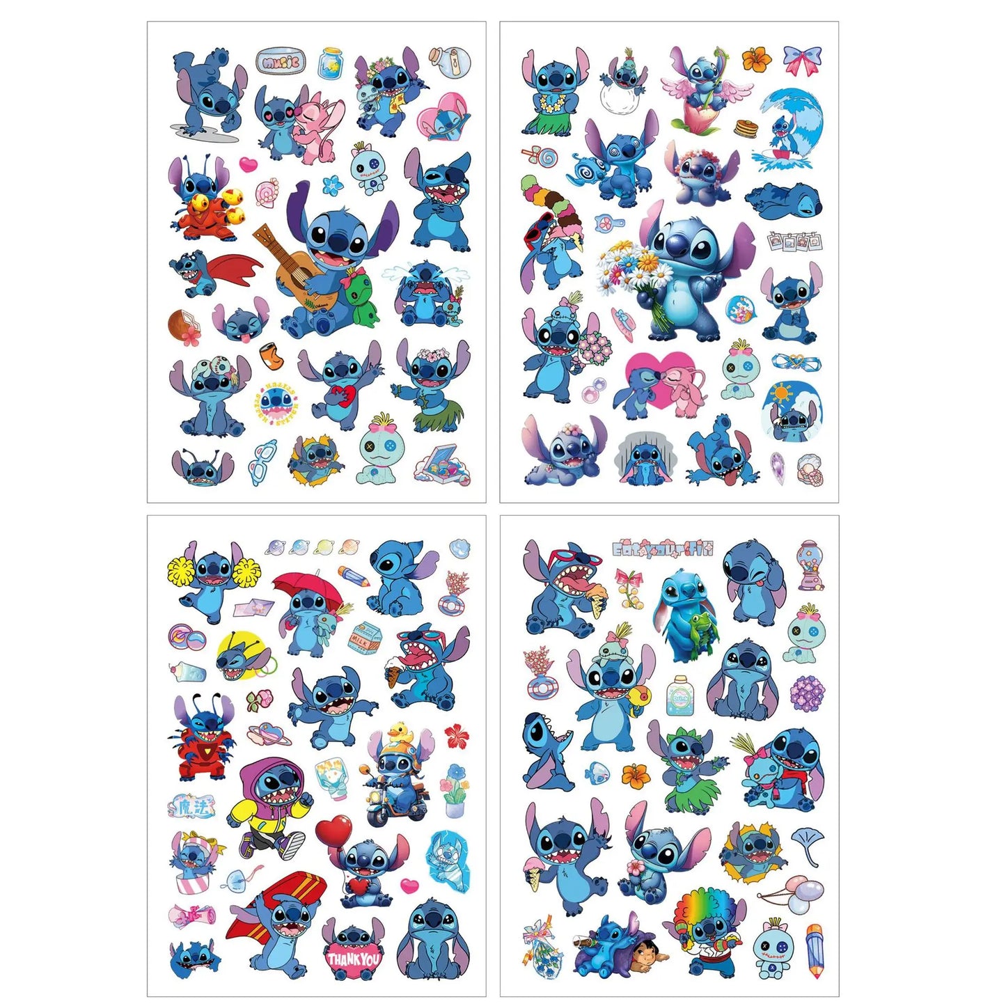 4Pcs/set Disney New Cartoon Stitch Tattoo Stickers Temporary Tattoos For Party Body Face Cute Tattoos Stickers Decoration - 4