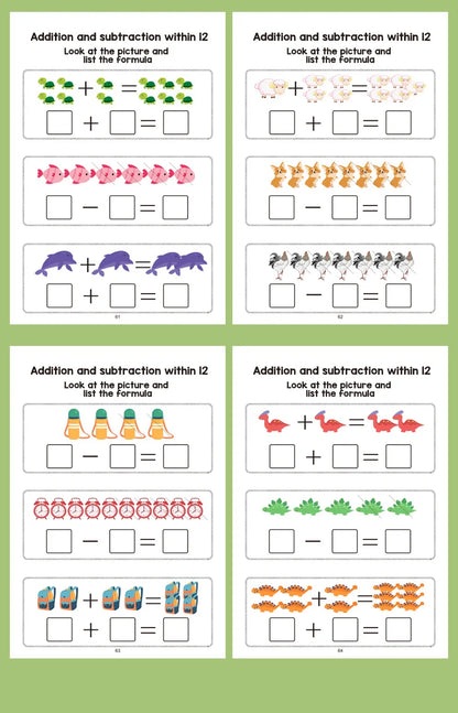 Interactive Math Workbook - Counting, Addition, and Subtraction Within 10, Number Relationships Activities - Visual Learning 