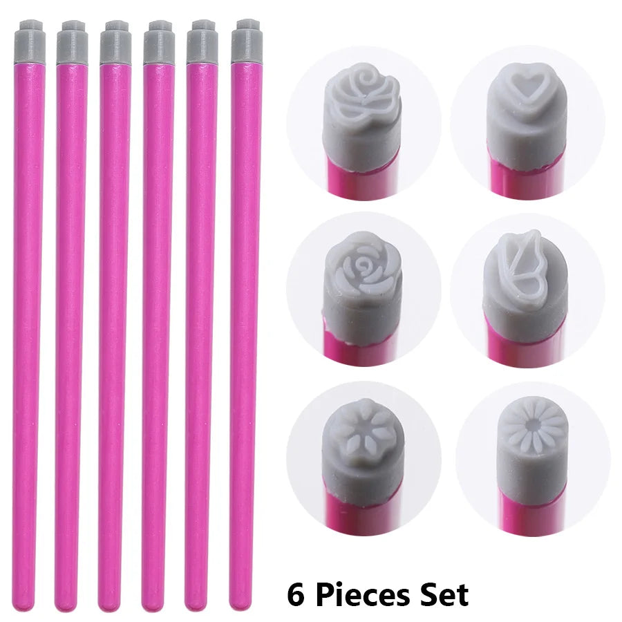 4Pcs/ 6Pcs Nail Art Stamp Pen Set, Easy DIY Nail Stamping, Stamper with Floral Butterfly Designs and Patterns - 6 pieces set