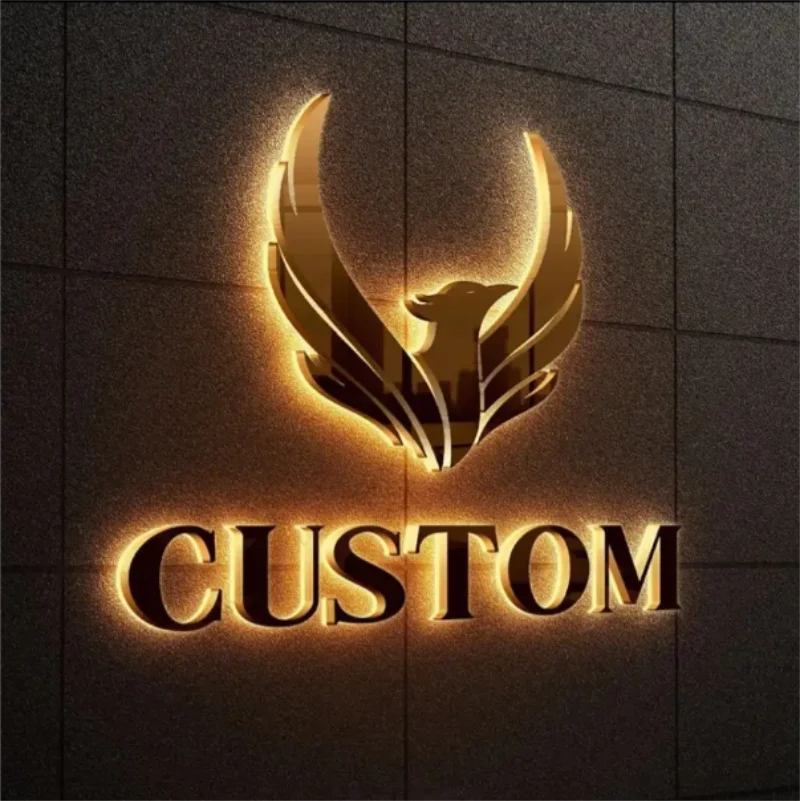 Custom 3D Halo‑Lit Backlit Metal Logo Sign Led Illuminated Letters For Cafe Bakery Coffee Shop Restaurant Commercial Storefro