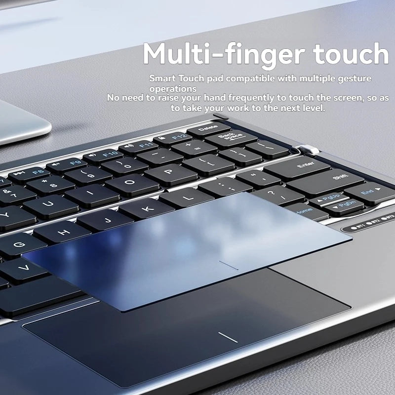 Triple Fold Tablet Keyboard with Portable Touch Pad Wireless Bluetooth Keyboard for IPad Laptop Computer PC Accessories Gifts