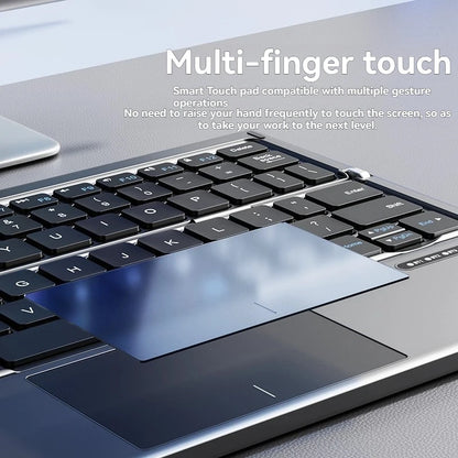 Triple Fold Tablet Keyboard with Portable Touch Pad Wireless Bluetooth Keyboard for IPad Laptop Computer PC Accessories Gifts