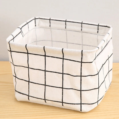 Random Cotton Hemp Storage Basket with Handheld Printed Tabletop, Miscellaneous Sorting Cabinet, Small Clothing, Fabric Stora