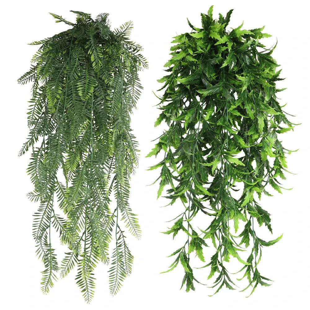 Persian fern Leaves Vines Home Room Decor Hanging Artificial Plant Plastic Leaf Grass Wedding Party Wall Balcony Decoration