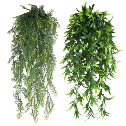Persian fern Leaves Vines Home Room Decor Hanging Artificial Plant Plastic Leaf Grass Wedding Party Wall Balcony Decoration