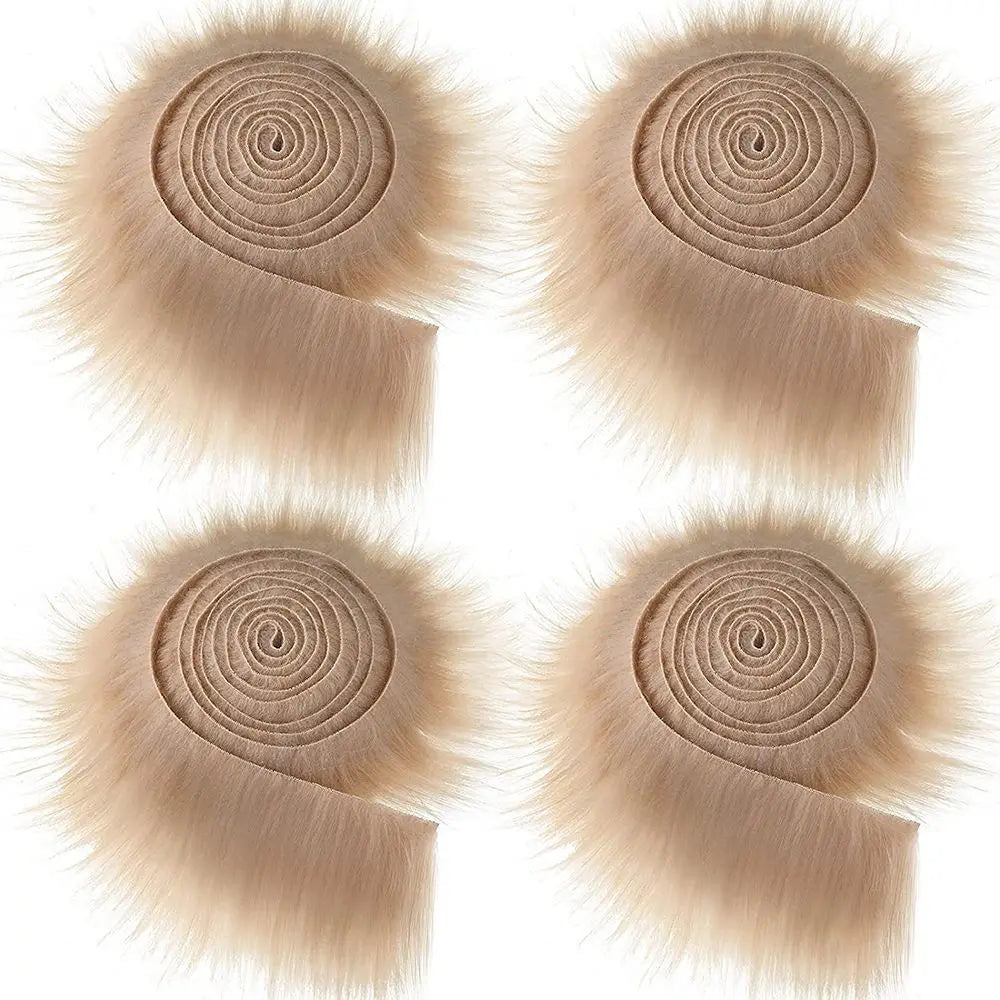 Handmade Soft Fluffy Trimming Apparel Sewing Faux Fur Ribbon Tapes Trim Fabric Roll Plush Fur Stripe Long Plush Fur Fabric - 
