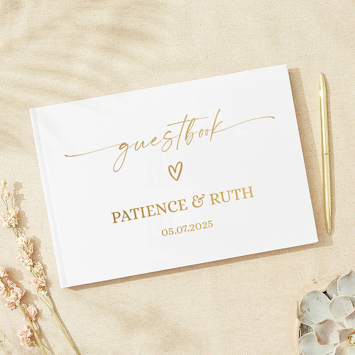 Personalized Guest Book for Wedding Noble Message Photo Album Simple Elegant Horizontal Wedding Reception Signing Book Party 