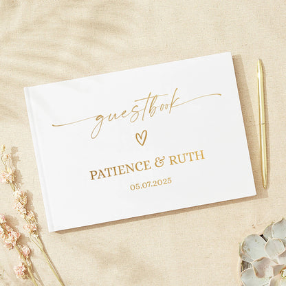 Personalized Guest Book for Wedding Noble Message Photo Album Simple Elegant Horizontal Wedding Reception Signing Book Party 