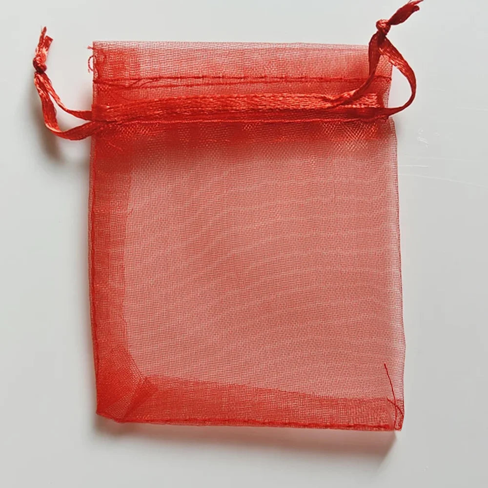 25/50/100pcs Organza Gift Bag Multicolor Drawstring Pouches For Candy Jewelry Bag Packing Wedding Gift Bags Organza Bag - Red