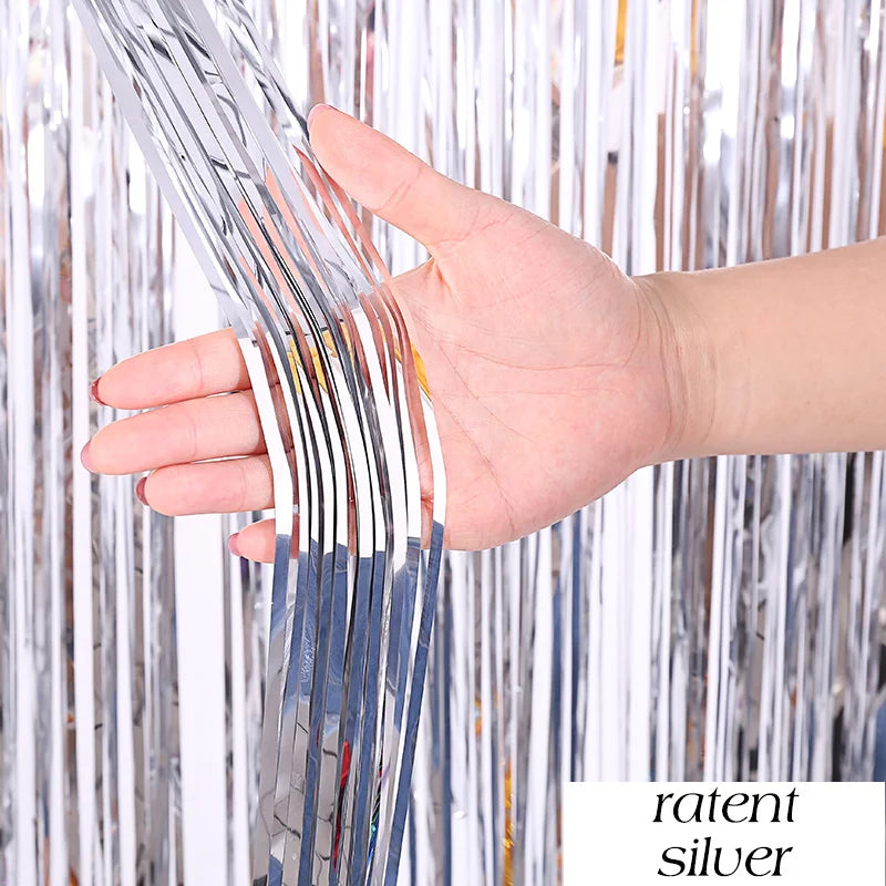 Top Matte Birthday Party Decoration Backdrop Foil Tassel Fringe Curtain Kids Adult Photo Booth Baby Shower Wedding Matte Drap
