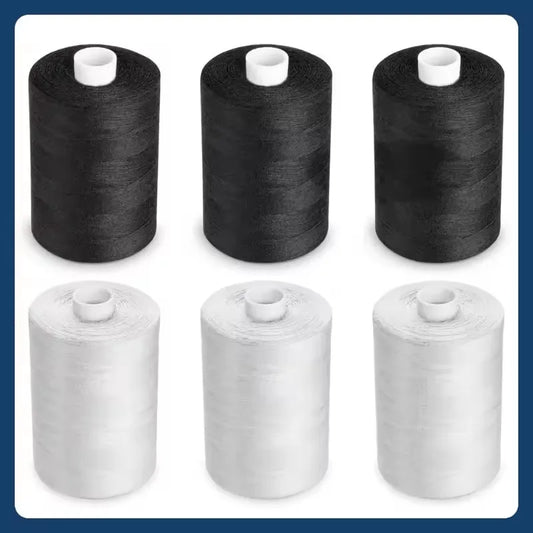 2Pcs 500 Yards Sewing Thread Polyester Thread Set Strong And Durable Black White Sewing Threads For Hand Machines Stitching