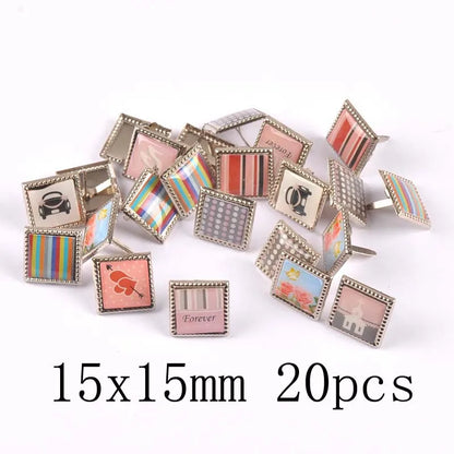 mix vintage Diy Brads Scrapbooking Embellishment Fastener Brad Metal Crafts Decoration CP2583 - 15x15mm 20pcs B