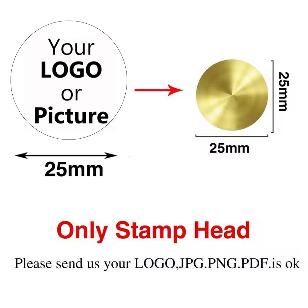 Custom Brass Wax Seal Stamp Personalized LOGO 25/30/40/50mm Round/Square Wax Sealing Head For Wedding Invitation Card Decor S