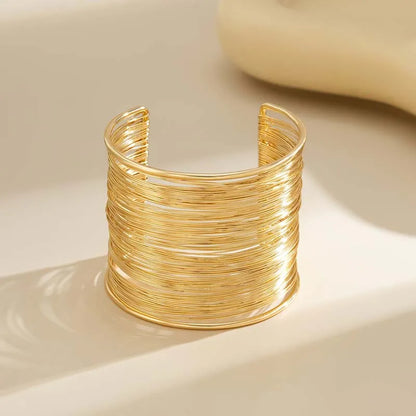 Vintage Gold Color Hyperbolic Layered Wide Wire Bracelet Cuff Bangle for Women Exaggerated Metal Wrist Wrap Bangle Jewelry Gi