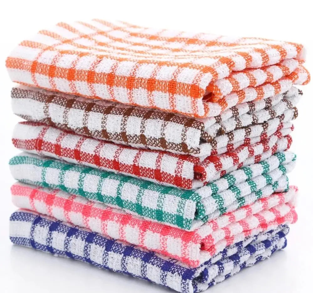 6PCS Cotton Kitchen Tea Towels Absorbent Lint Free Catering Restaurant Cloth Dish Towels Cleaning Cloth Kitchen Cleaning Towe
