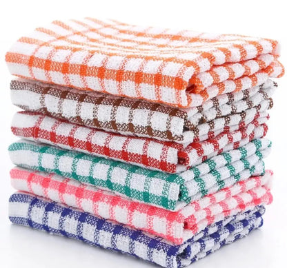 6PCS Cotton Kitchen Tea Towels Absorbent Lint Free Catering Restaurant Cloth Dish Towels Cleaning Cloth Kitchen Cleaning Towe