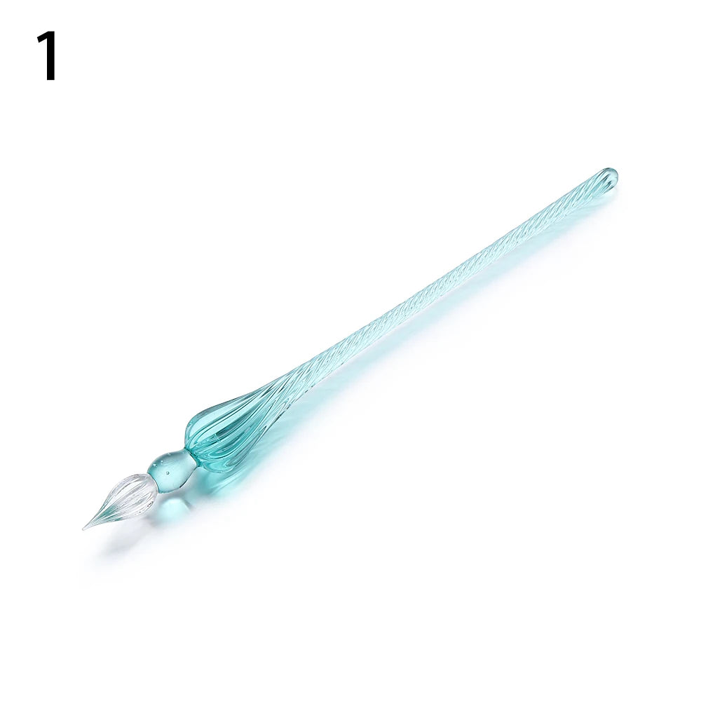 1PC Vintage Glass Dip Dipping Pen Handmade Art Painting Supplies Filling Ink Signature Calligraphy Fountain Pen - 1