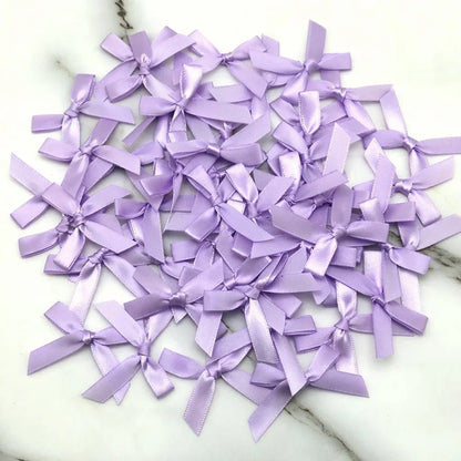 4x4cm Colourful Bows Small Size Polyester Satin Ribbon Bow Flower DIY Craft Decoration - Light purple / 50pcs