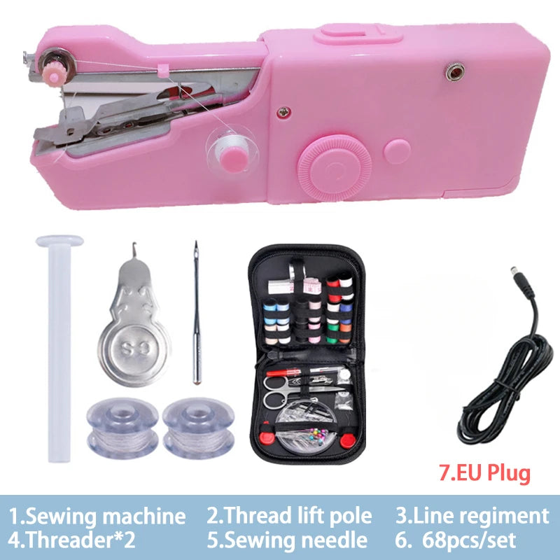 Sewing Machine Household Small Multi-Function Portable Mini DIY Manual Tailor Sewing Machine Manual Sewing Machine - Pink lux