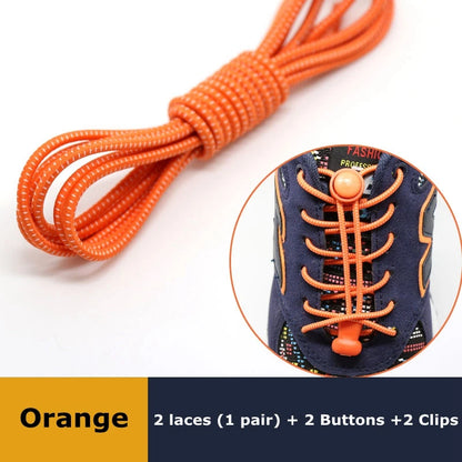1Pair Shoelaces for Sneaker Elastic No Tie Shoe Laces Stretching Lock Lazy Laces Quick Rubber Shoelace Round Shoestrings - Or