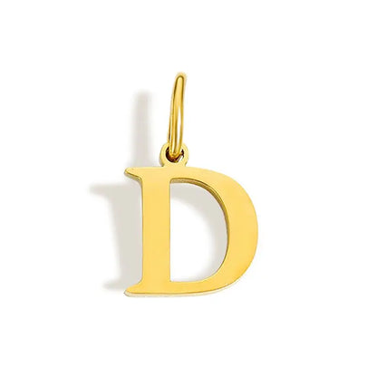 26 Letter Alphabet Initial 10mm Charm Pendant Jewelry Gold Stainless Steel Simple PVD Plated DIY Necklace Bracelet Jewelry