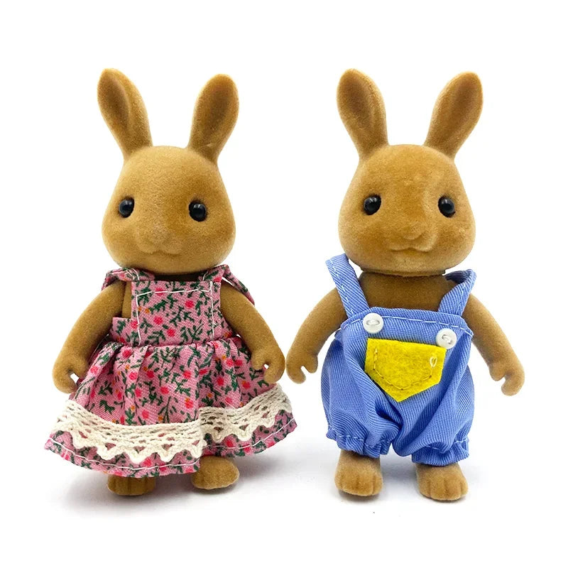 Forest Animal Family 1_12 Dollhouse Accessories Mini_yythk - Brown Rabbit