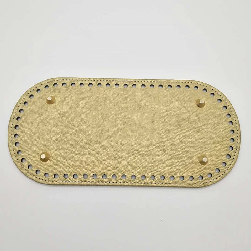 22x10cm Long Bottom for Knitted Bag PU leather Bag Base Handmade Bottom With Holes Diy Crochet Bag Bottom accessories - Golde
