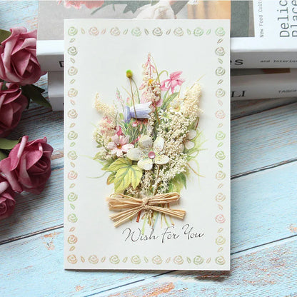General handmade dried flowers for festivals thank you Teacher's Day greeting cards business birthday greetings gift cards