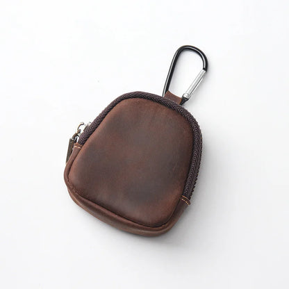 WERLLANDS PU Leather Carabiner Multi-Color Retro Mini Coin Purse Keychain Wallet - coffee