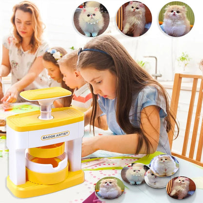 Kid Gift Badge Button Maker Machine Set, DIY Pin Button Press Badges Maker Machine with 48Pcs Button Parts+Picture+Circle Cut