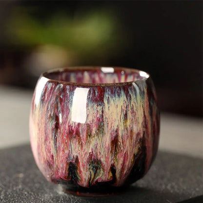 Japanese Style Ceramic Tea Cup Kiln Transformation Espresso Cup Porcelain Kung Fu Teacup Pottery Coffee Mug Wine Drinkware - 
